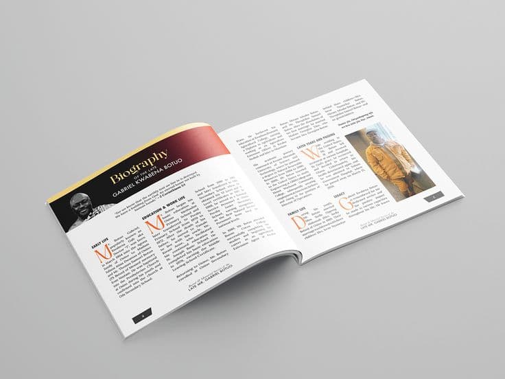 Memorial funeral programme brochure with photo cover