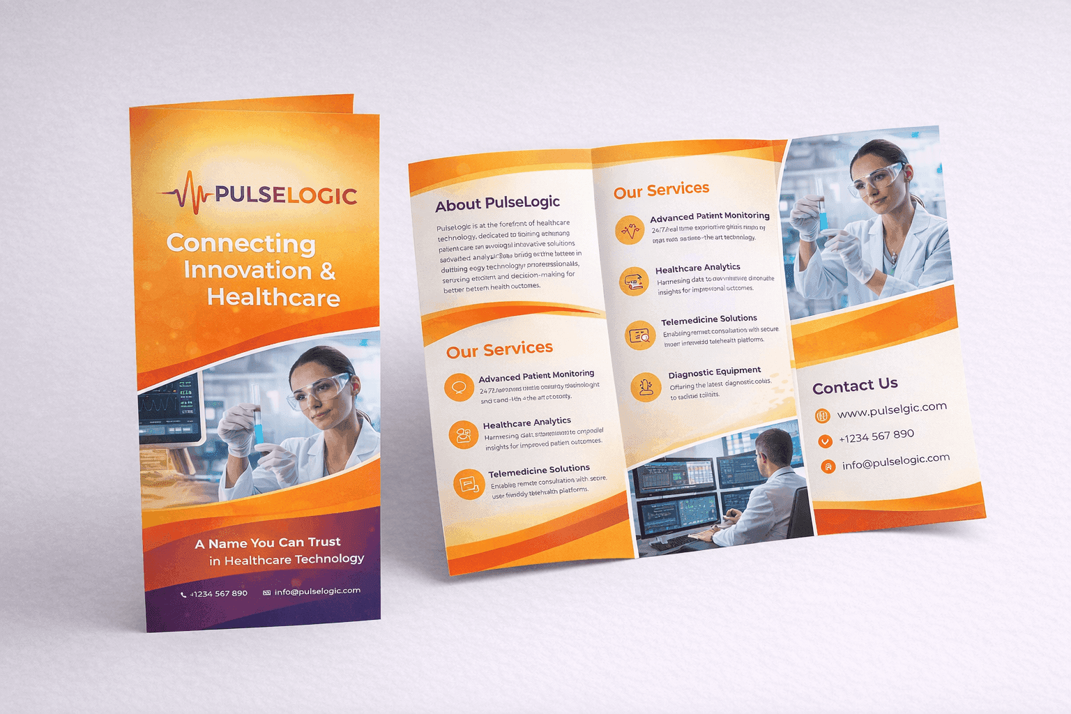 Tri-fold brochure folded into three printed panels