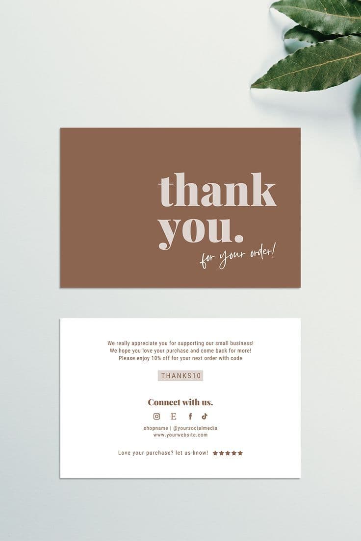 A6 thank you card printed on heavy matte stock