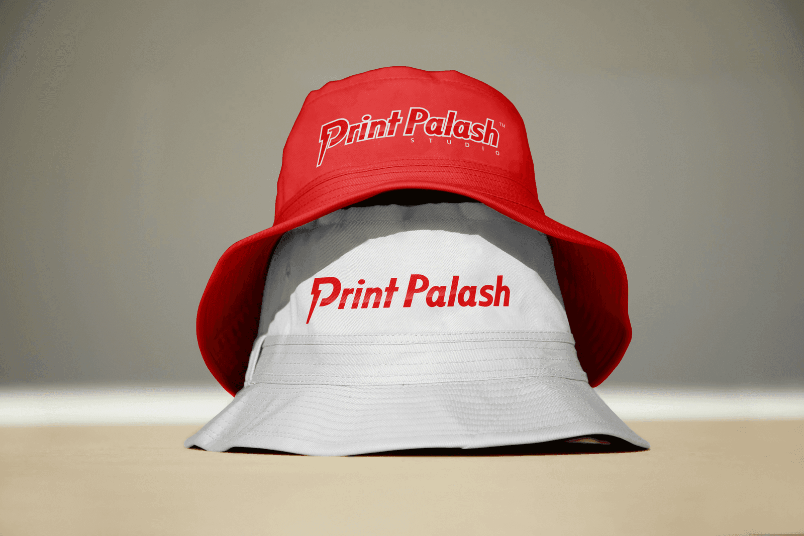 Cotton bucket hat with printed branding