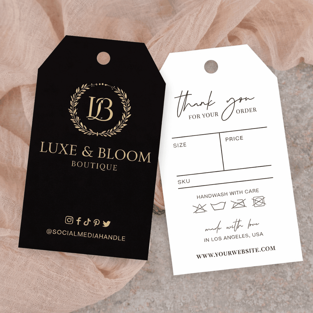 Printed paper swing tag attached to a garment