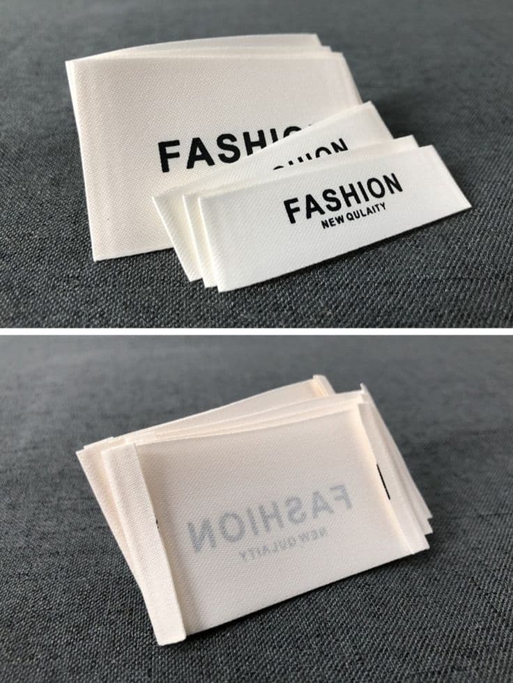 Woven cotton clothing label with brand name