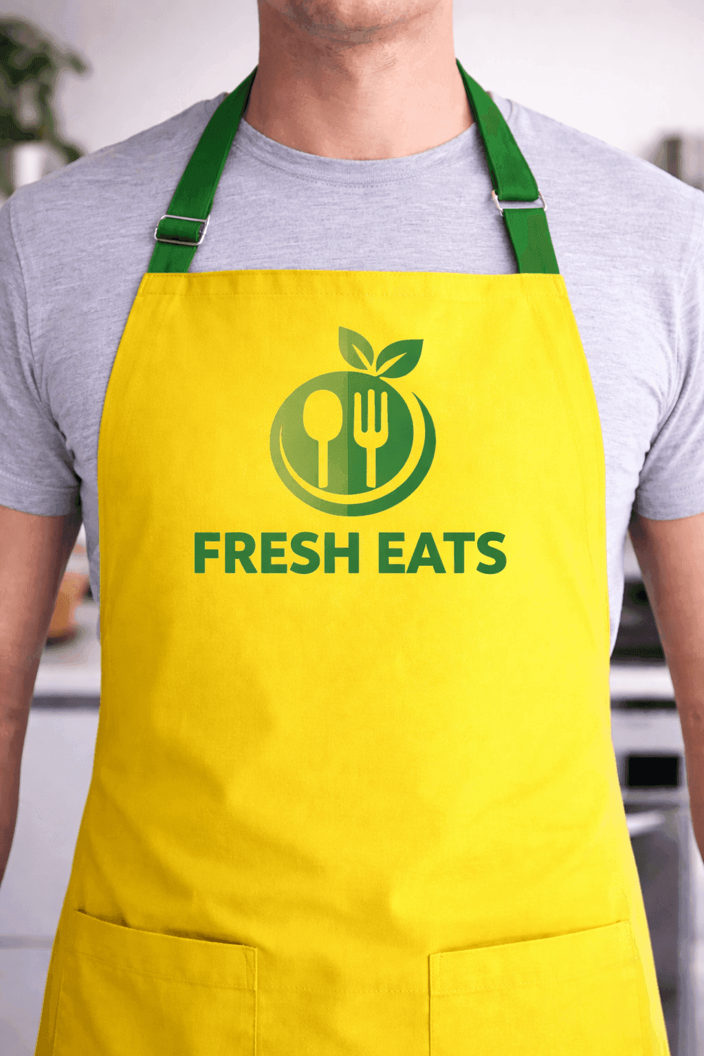Cotton apron with printed branding