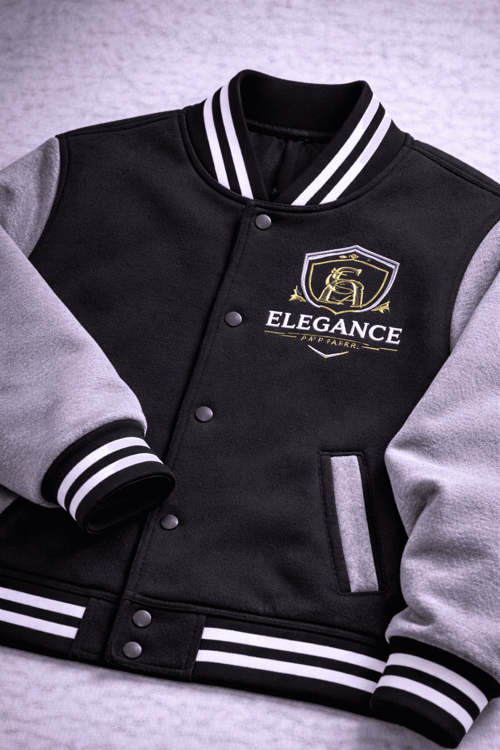 Varsity jacket with embroidered chest branding