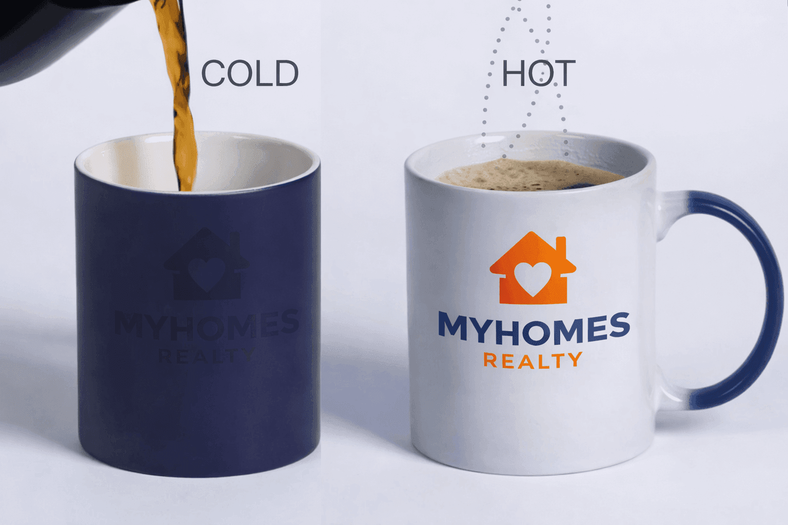 Black magic mug revealing a printed design when filled