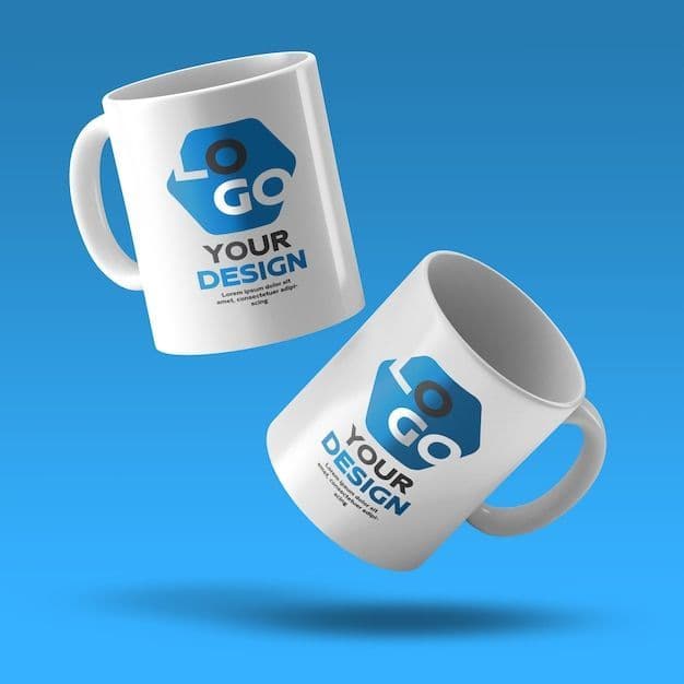 White ceramic mug printed with a full-colour design