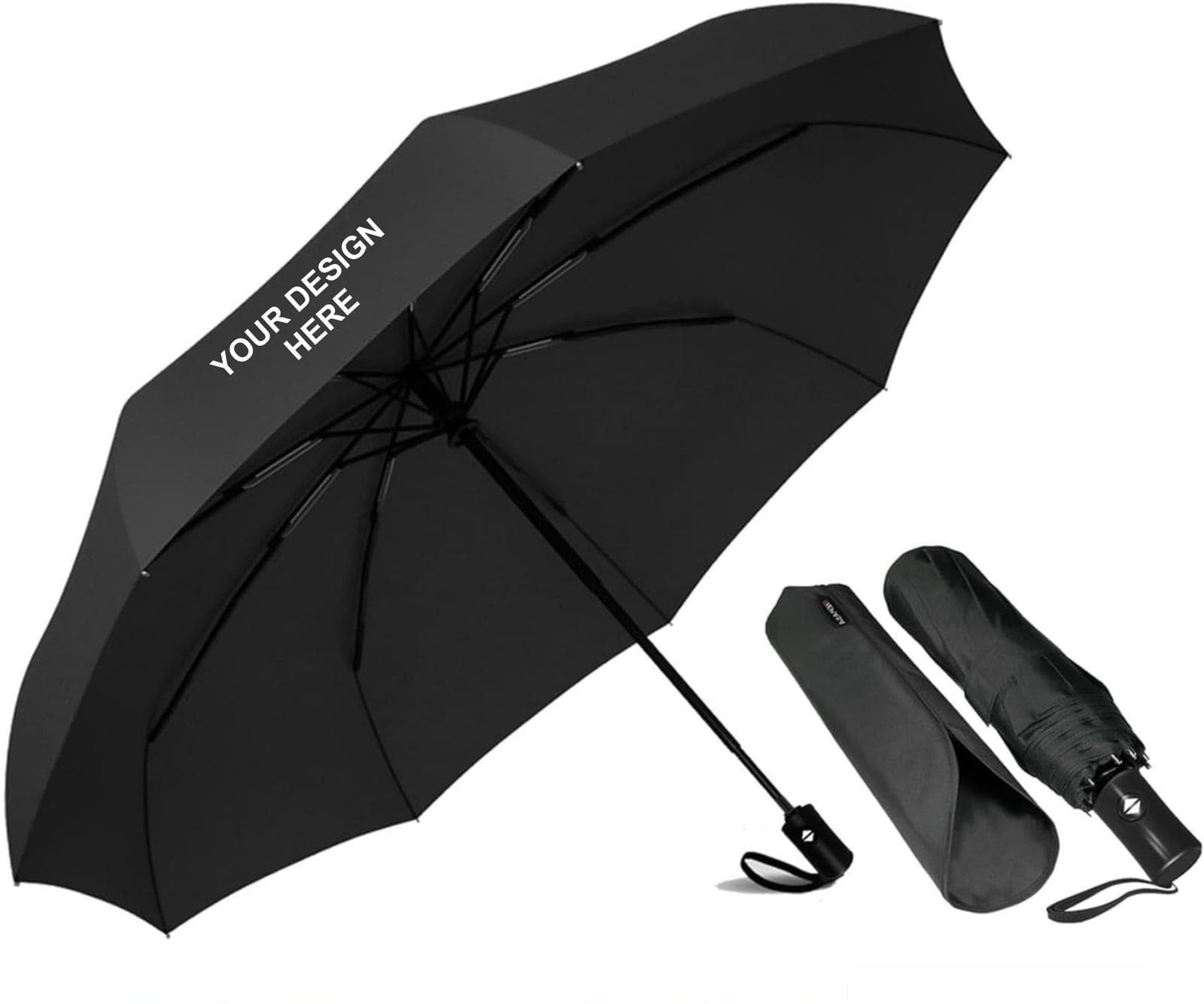 Folding compact umbrella with printed branding