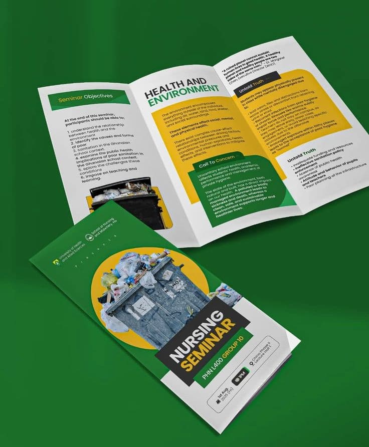 DL flyer folded into three printed panels