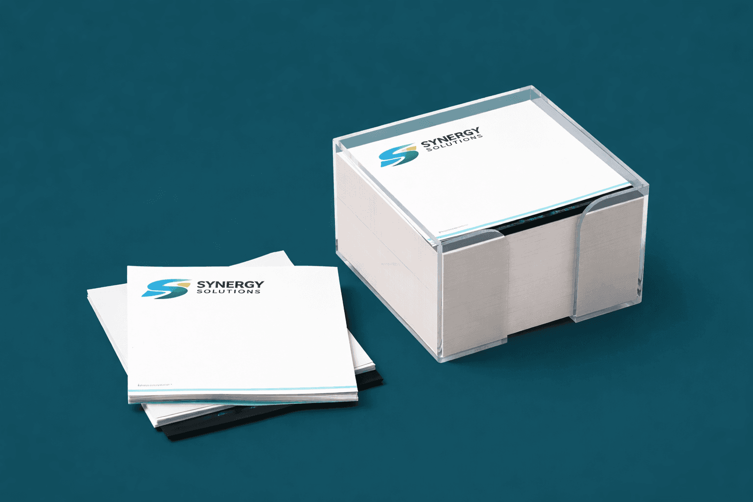 Square desk memo block pad with printed sheets