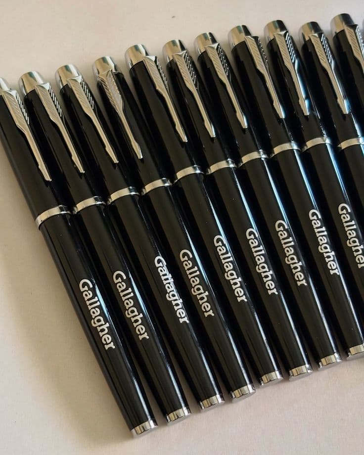Metal pen with engraved branding