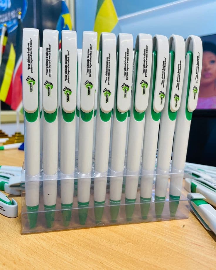Plastic pen with printed branding