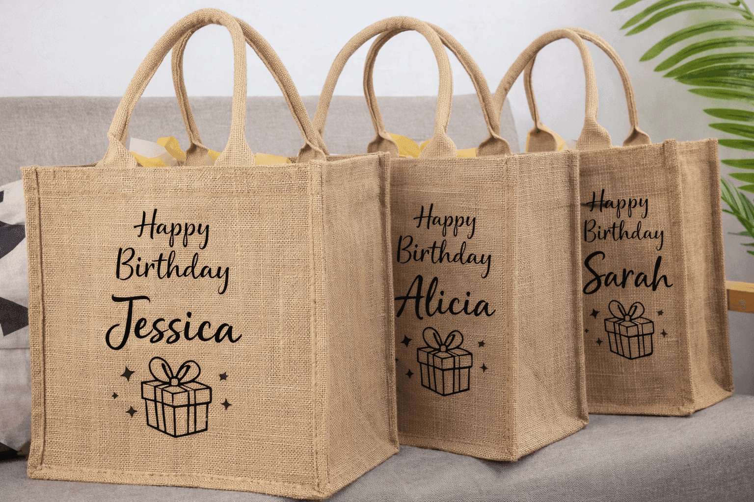 Eco-friendly branded jute bag with woven texture