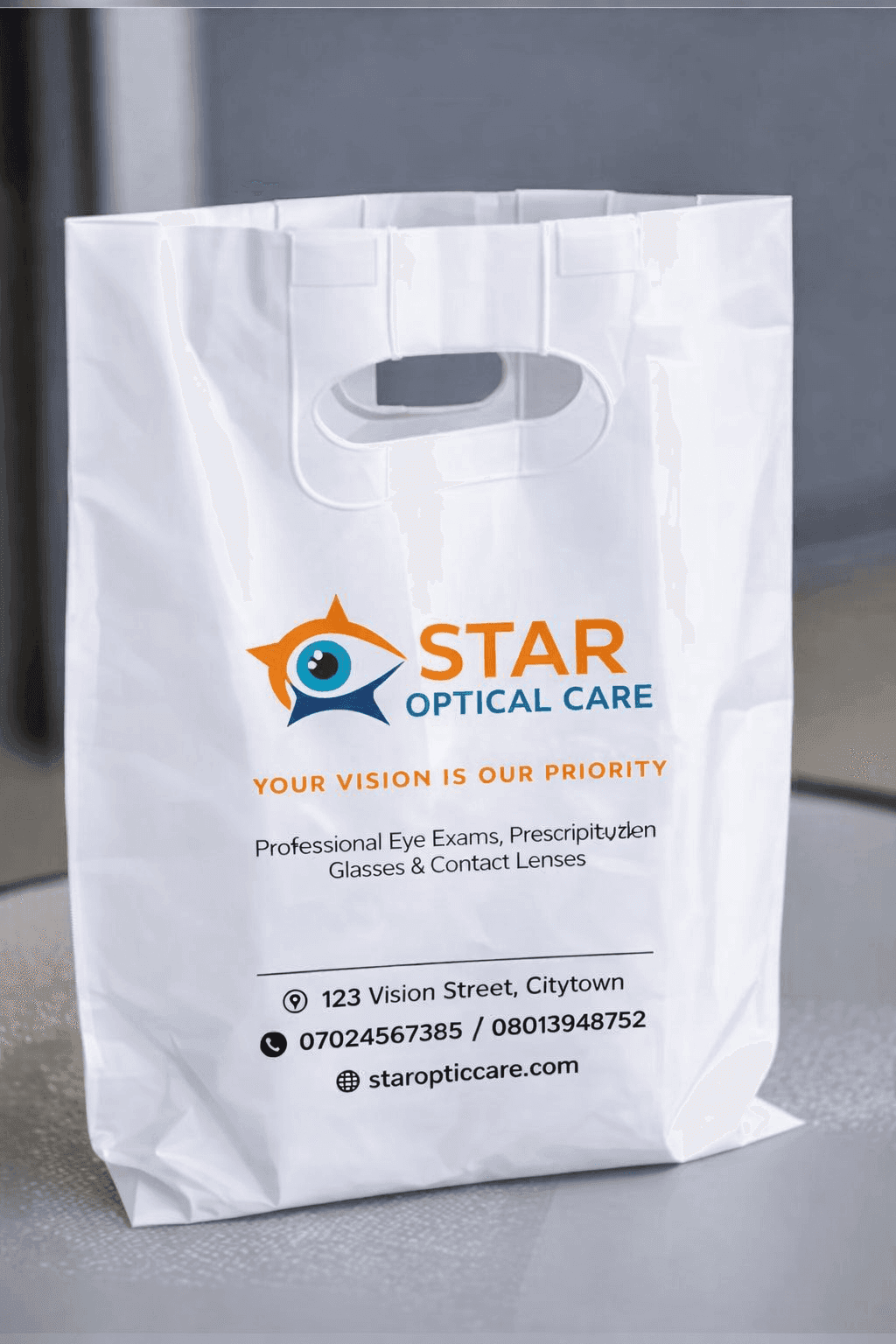 Screen printed polythene carrier bag