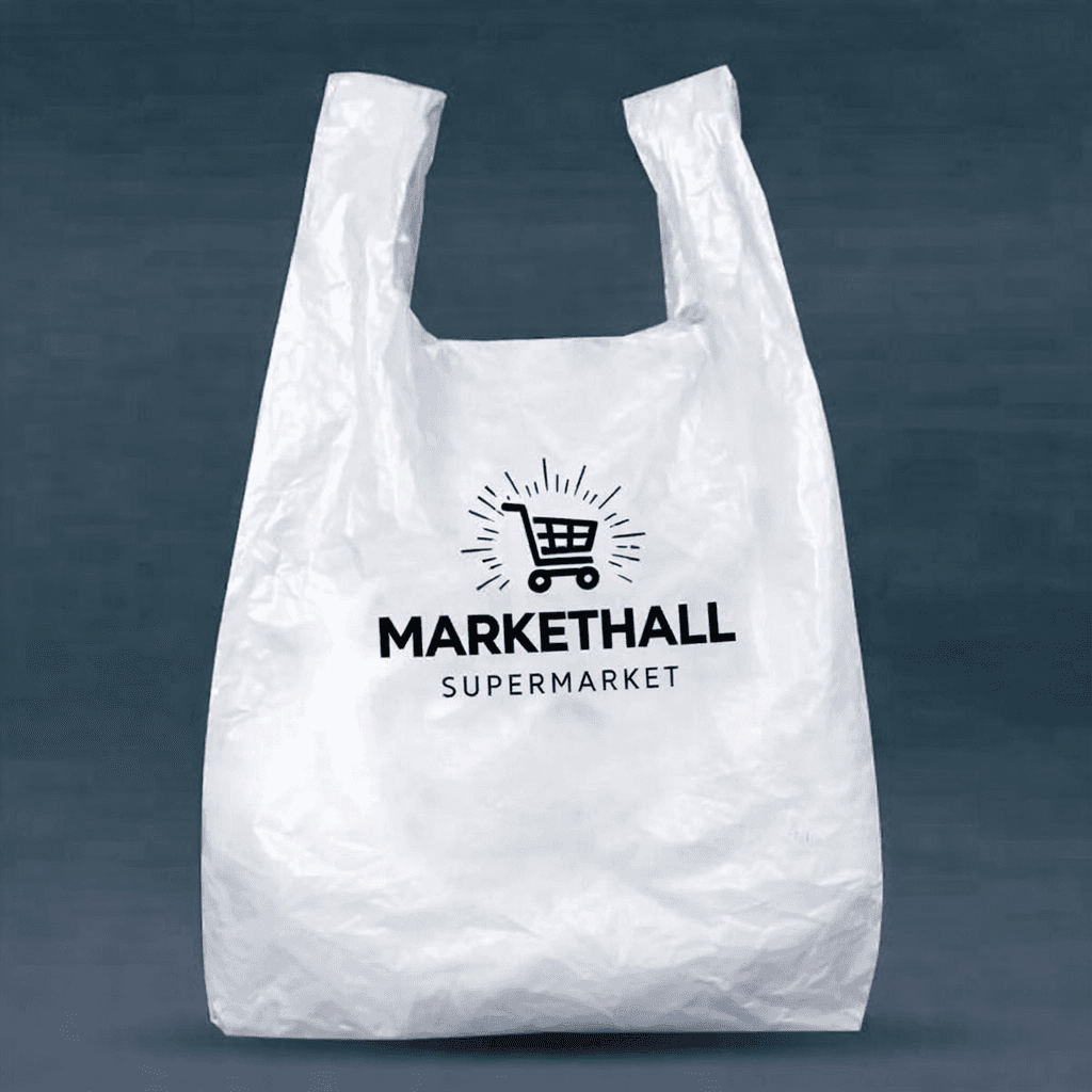 Vest-handle singlet nylon carrier bag with printed branding