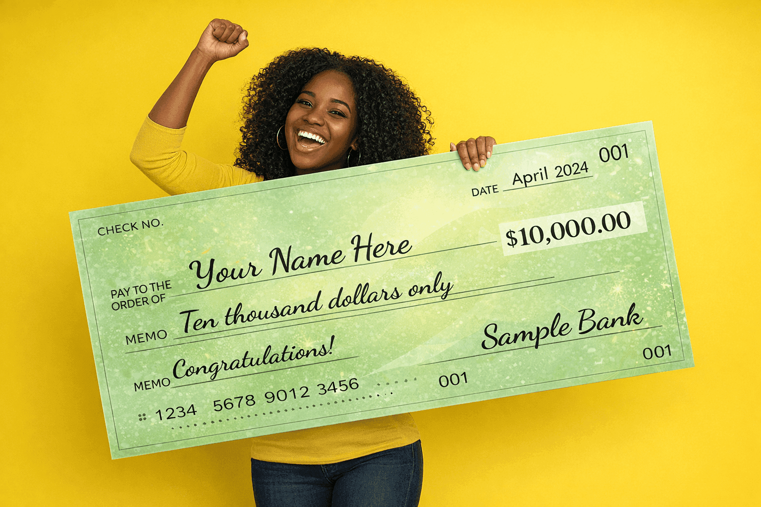 Oversized presentation cheque printed on foam board