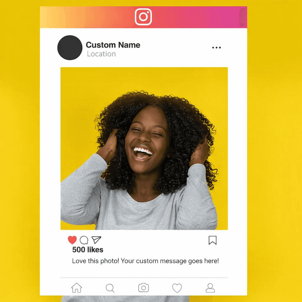 Hand-held Instagram photo frame prop on foam board