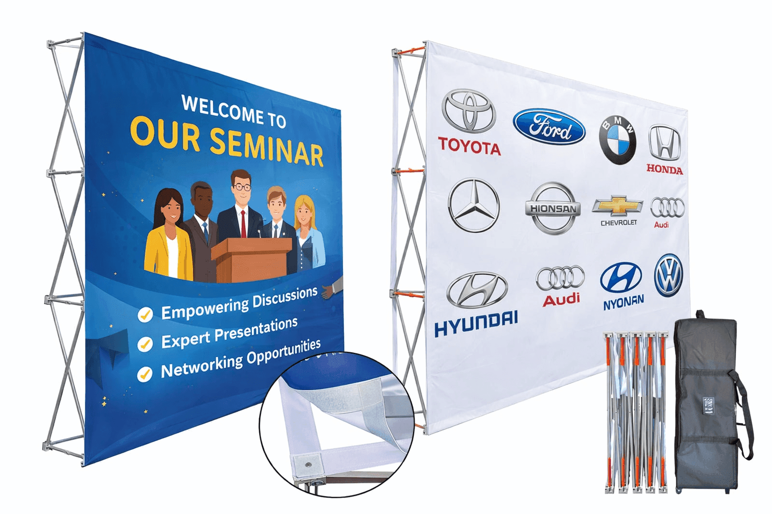 Aluminium pop-up exhibition backdrop with printed graphic