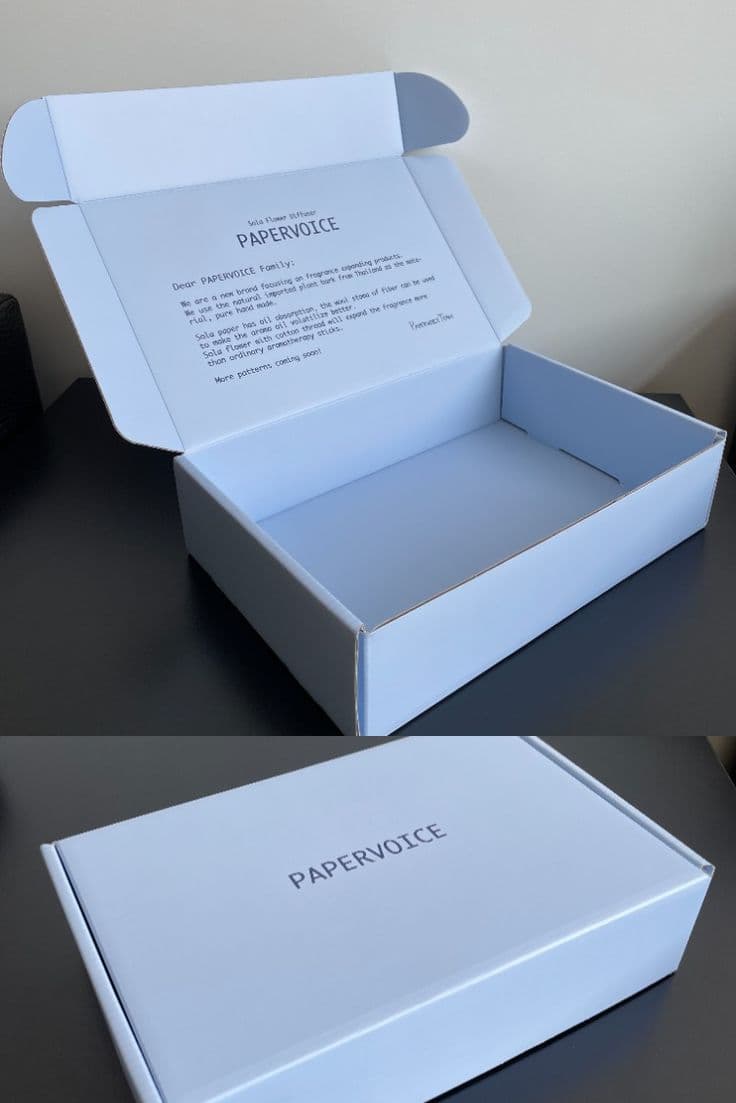 Corrugated e-commerce mailer box with printed branding