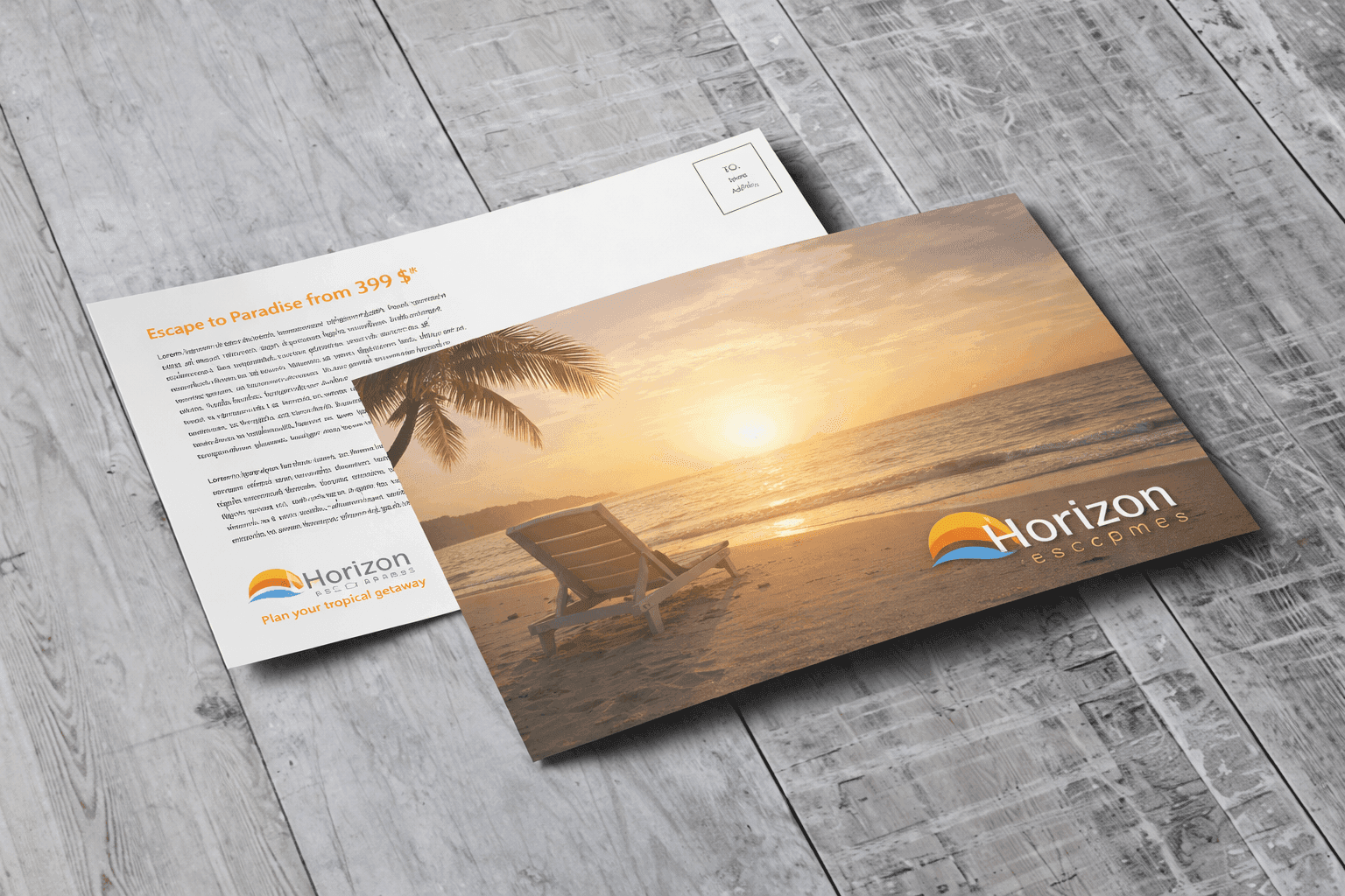 Landscape A4 brochure opened to a printed spread