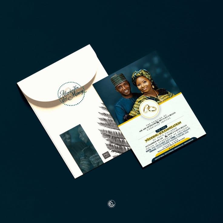 Pearlescent card wedding invitation with envelope